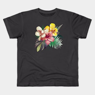 Watercolor tropical flowers Kids T-Shirt